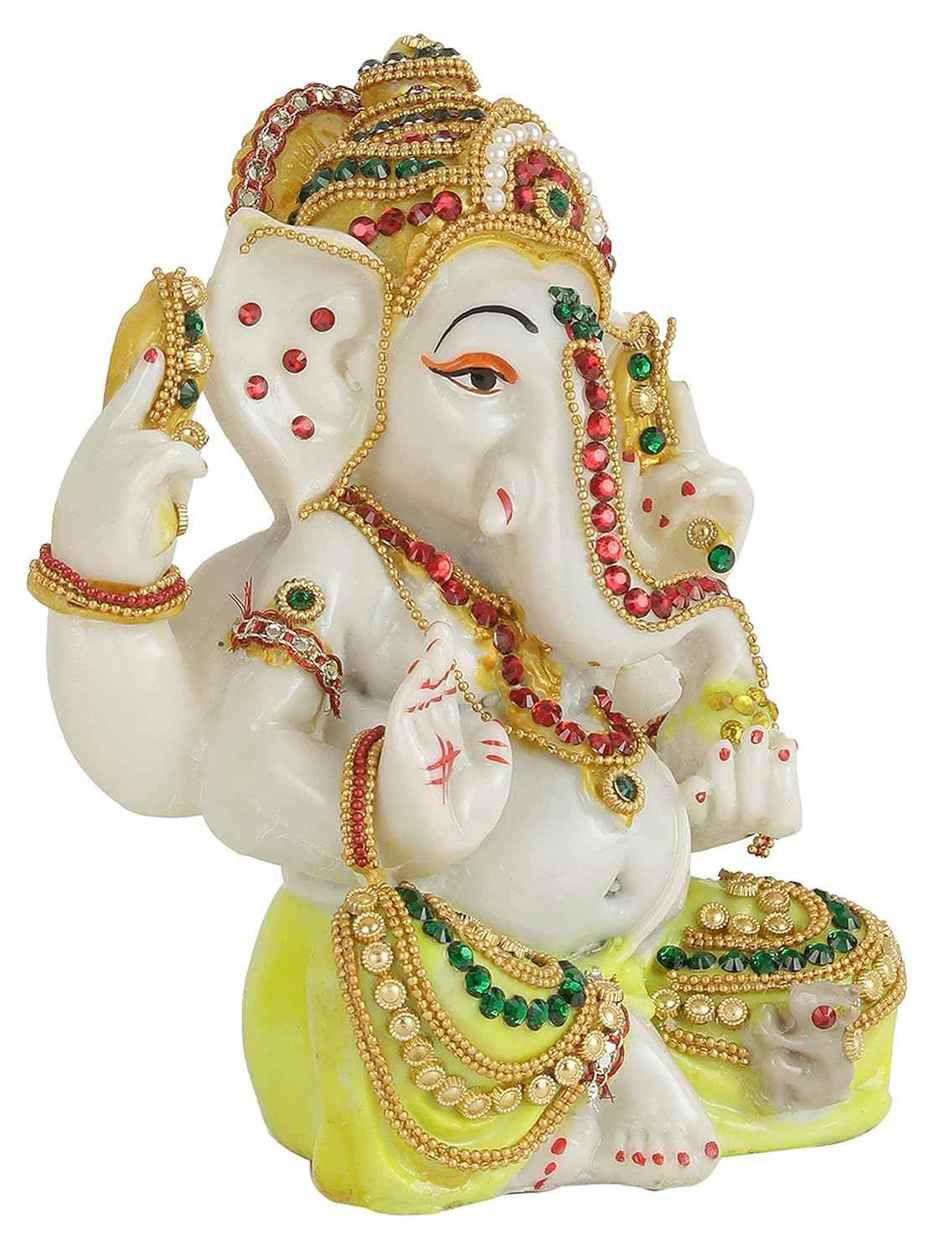 Tied Ribbons Ganesh Idol Statue Showpiece (15 Cm)