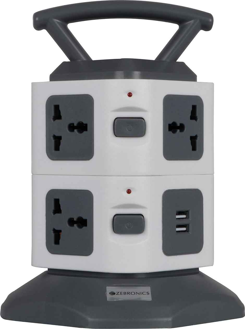 Zebronics Ts3320 Usb Tower Extension Socket With 7 Universal Socket 2 Usb Ports 2.8M Cable 250V