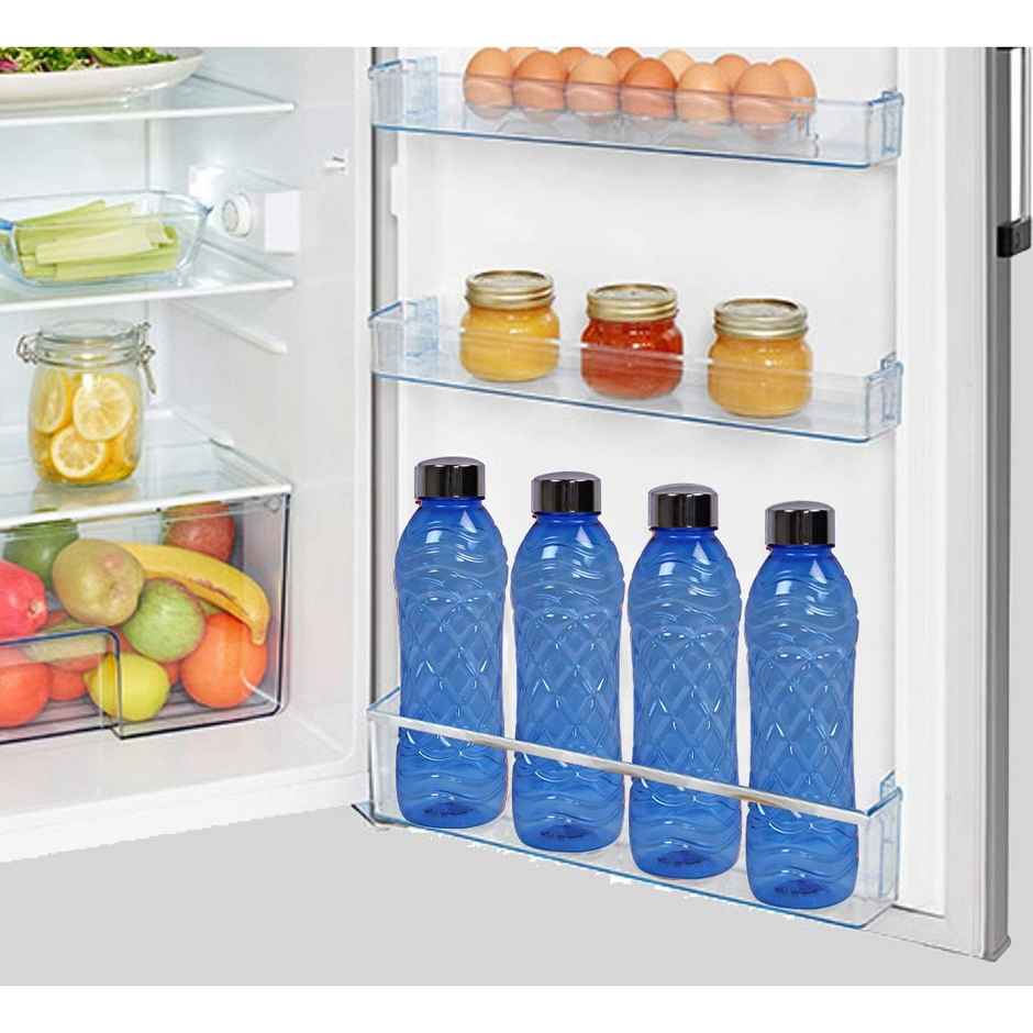 Kuber Industries Plastic 6 Pieces Fridge Water Bottle Set with Stainless Steel Lid- 1000 ml | Blue