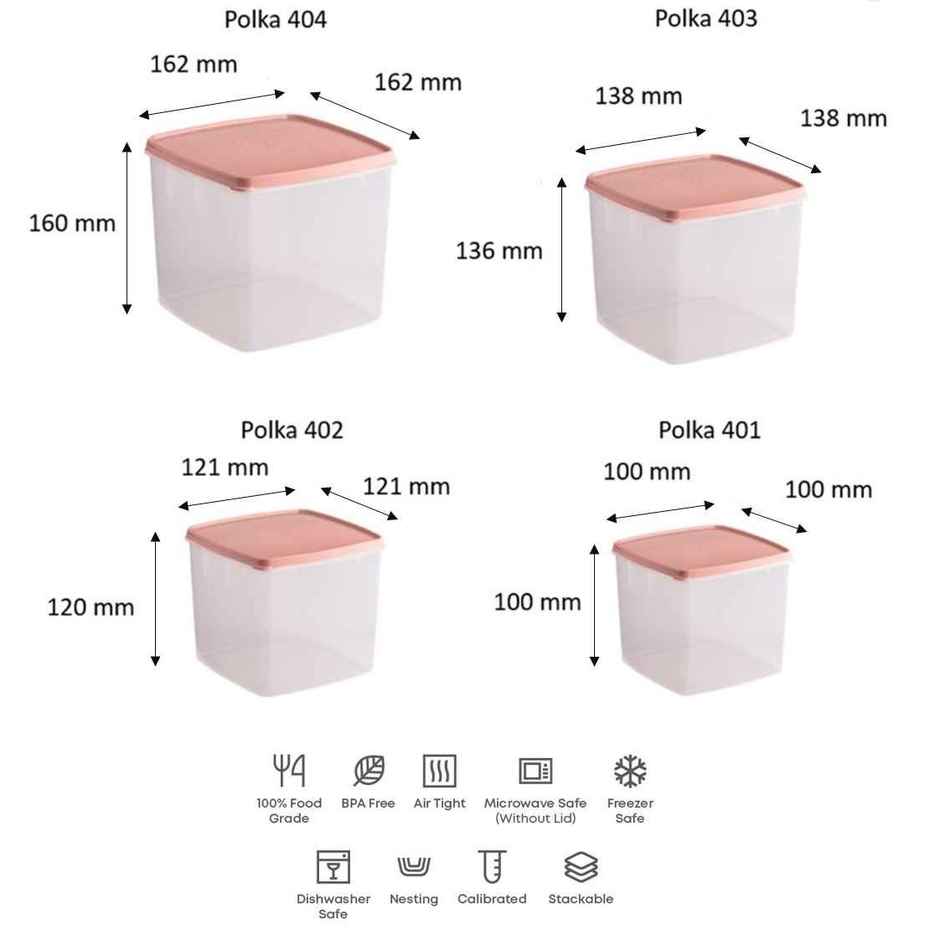 All Time Polka Storage Container Set Of 4, (6800 ml) (4 Pc Set) (Colour May Vary)