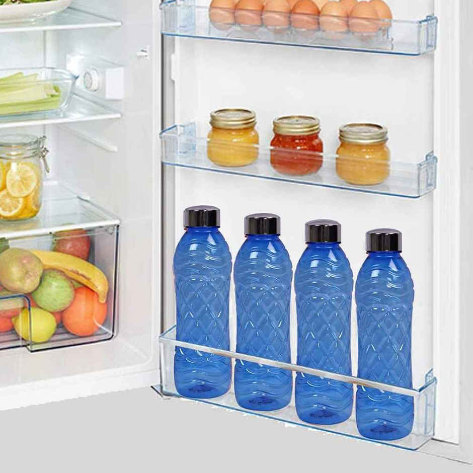 Kuber Industries Plastic 6 Pieces Fridge Water Bottle Set with Stainless Steel Lid- 1000 ml | Blue