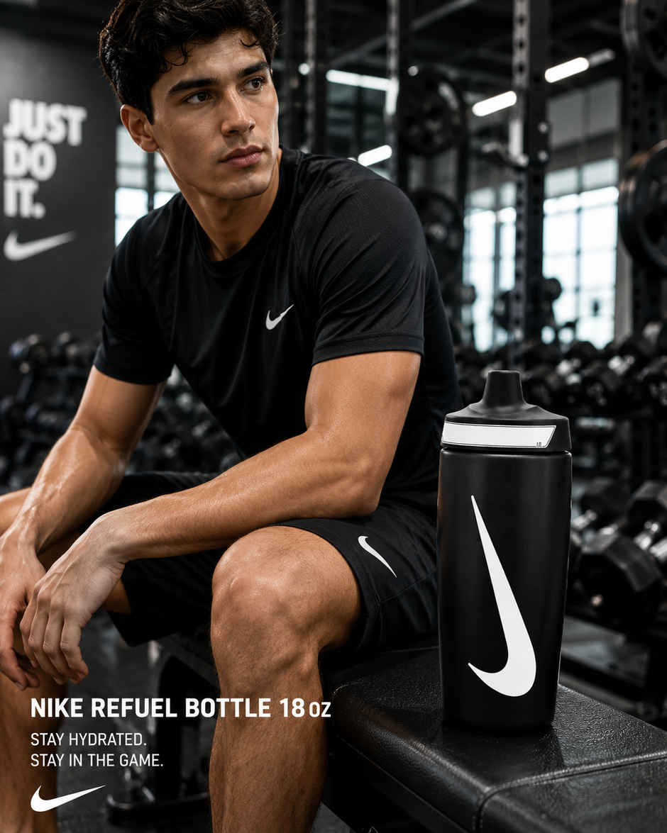 NIKE Refuel Bottle 24 Oz | Sports Sipper Bottle for Gym | Running and Other Sports | Black