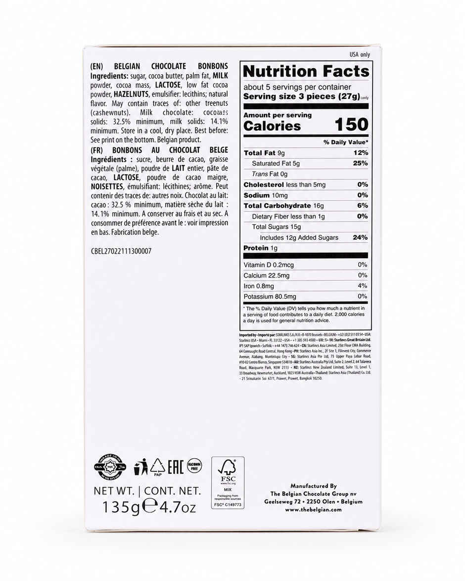 The Belgian Bar Milk Chocolate Reduced Sugars