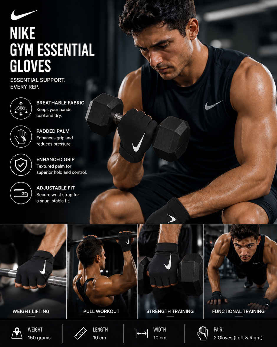 NIKE M Gym Essential Ftg 2.0 Gym Glove Size-L-Black