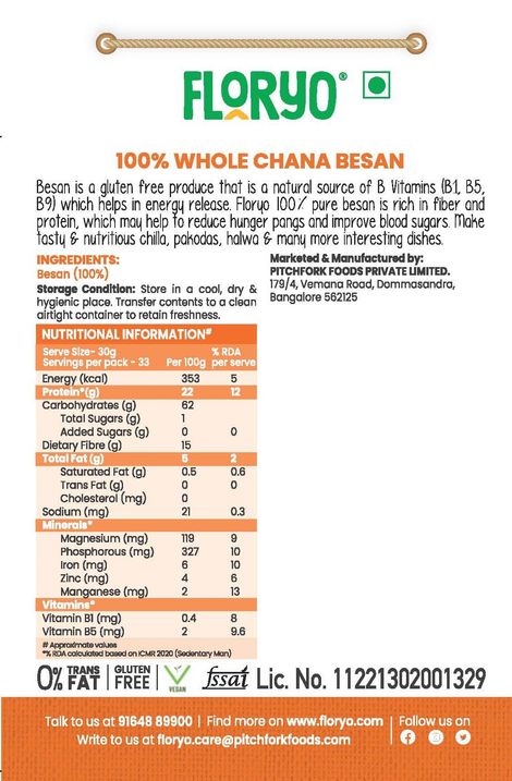Floryo 100% Whole Chana Besan