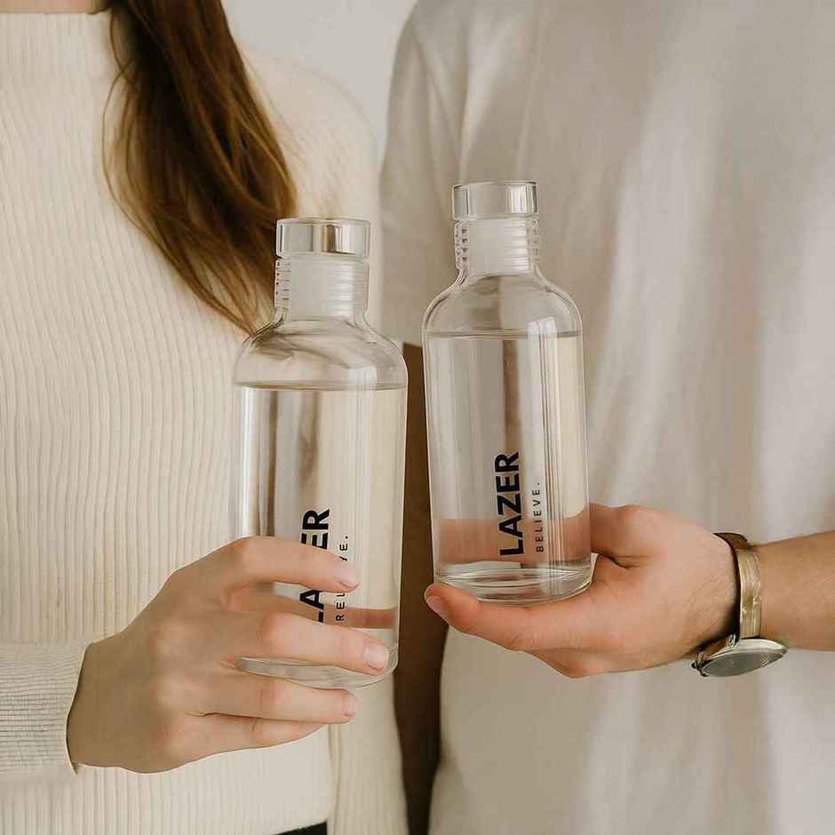 Lazer Pure Borosilicate Glass Water Bottle | BPA-Free | Leak-Proof Durable - 300 ml