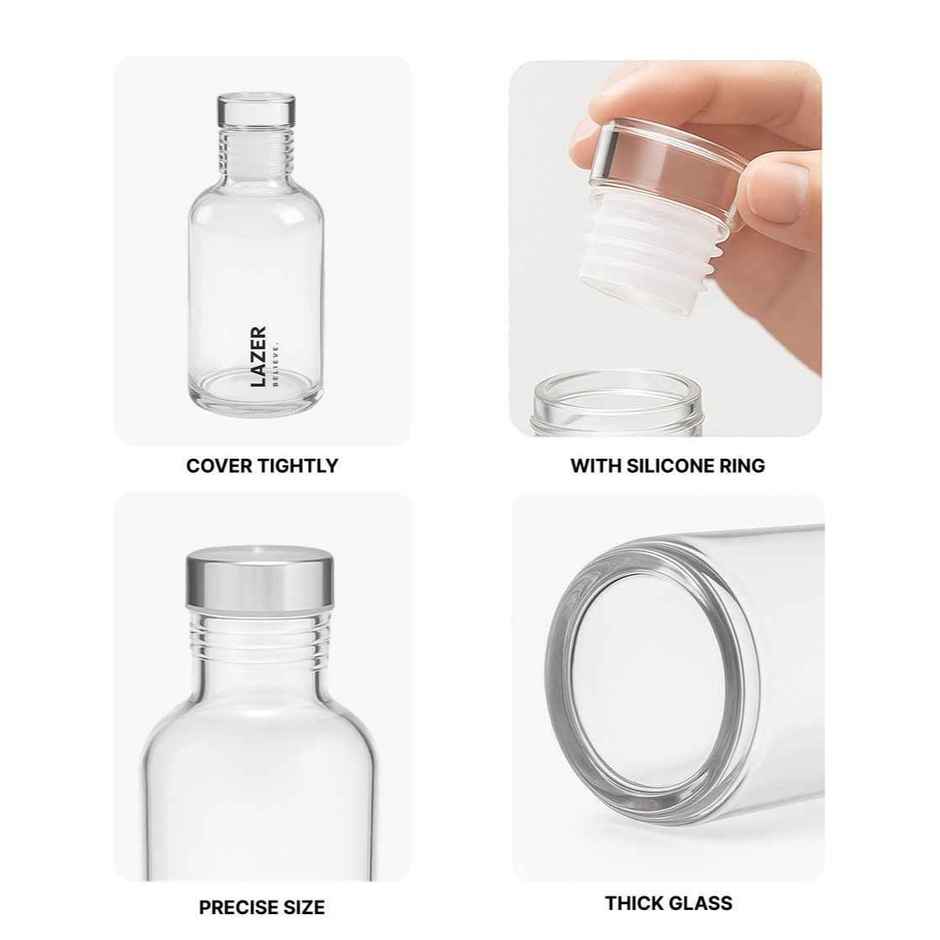 Lazer Pure Borosilicate Glass Water Bottle | BPA-Free, Eco-Friendly | Durable & Leak-Proof - 300 ml