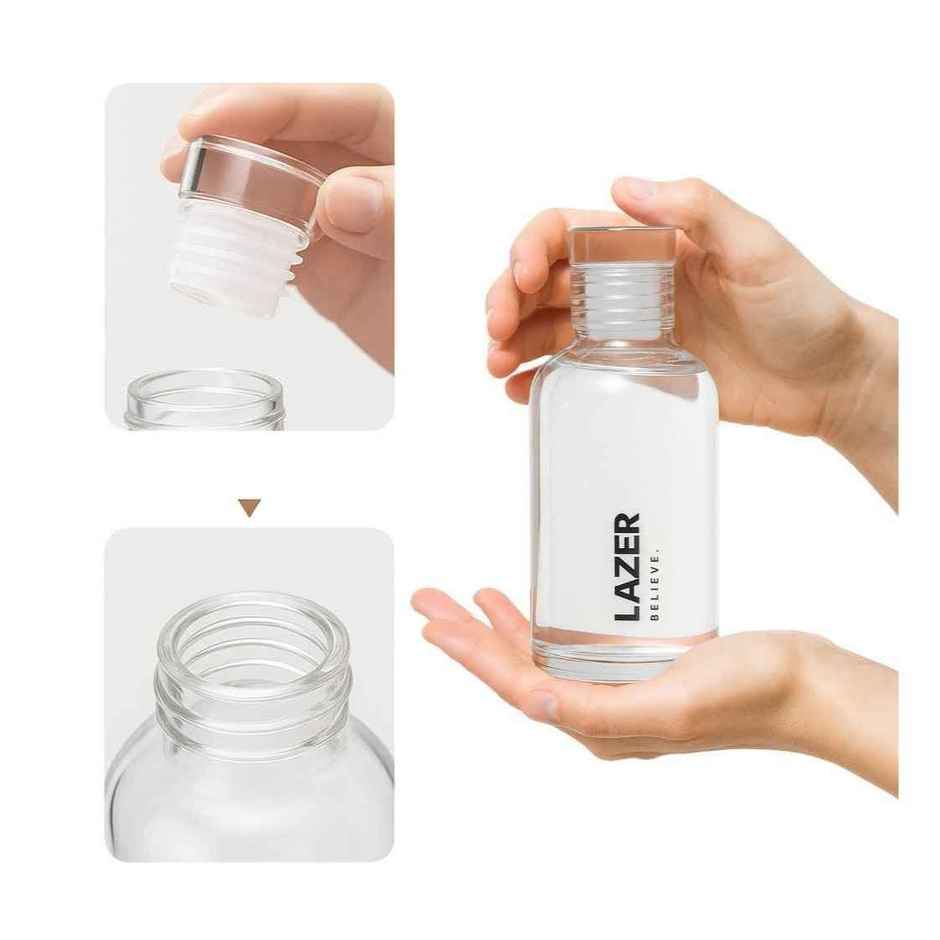 Lazer Pure Borosilicate Glass Water Bottle | BPA-Free | Leak-Proof Durable - 300 ml