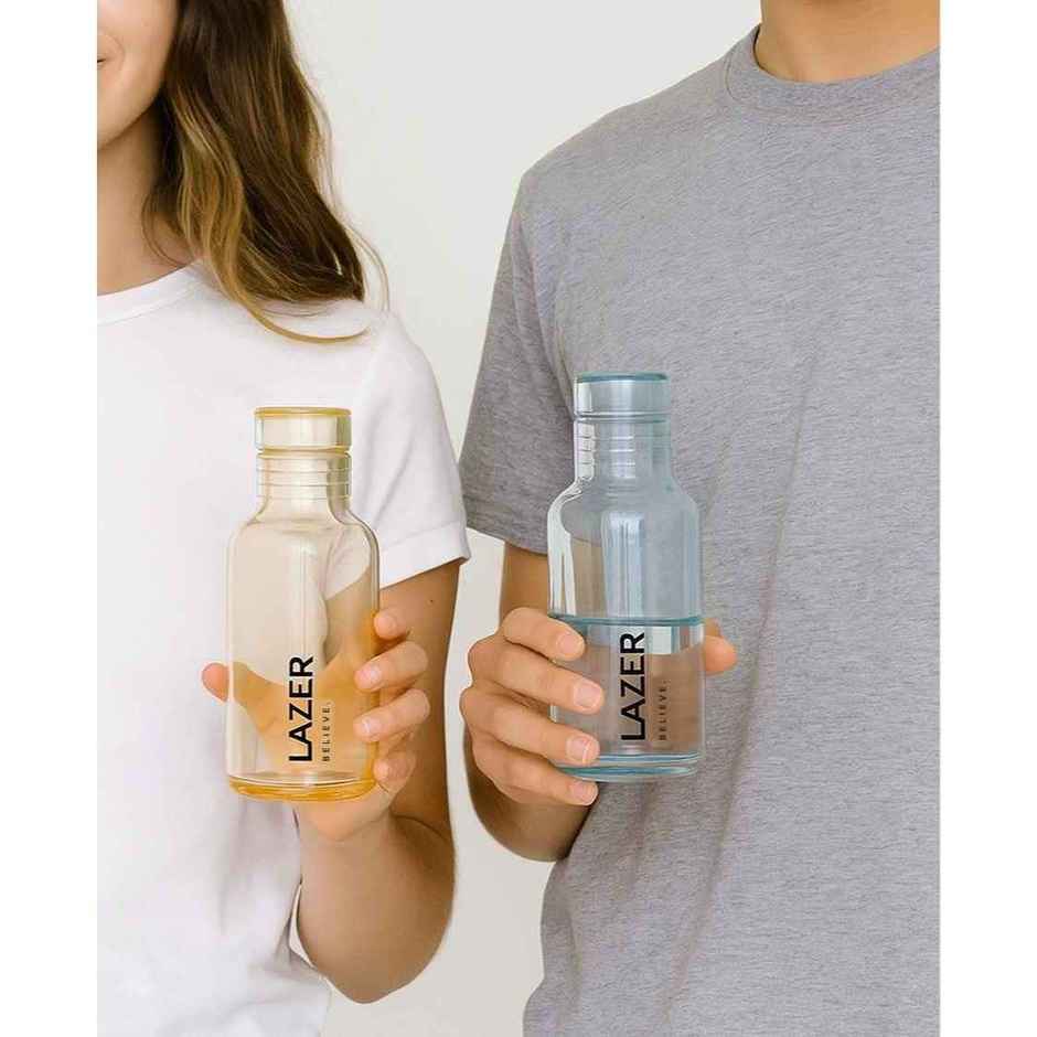 Lazer Pure Borosilicate Glass Water Bottle | BPA-Free, Leak-Proof | Green, Blue, Yellow - 300 ml