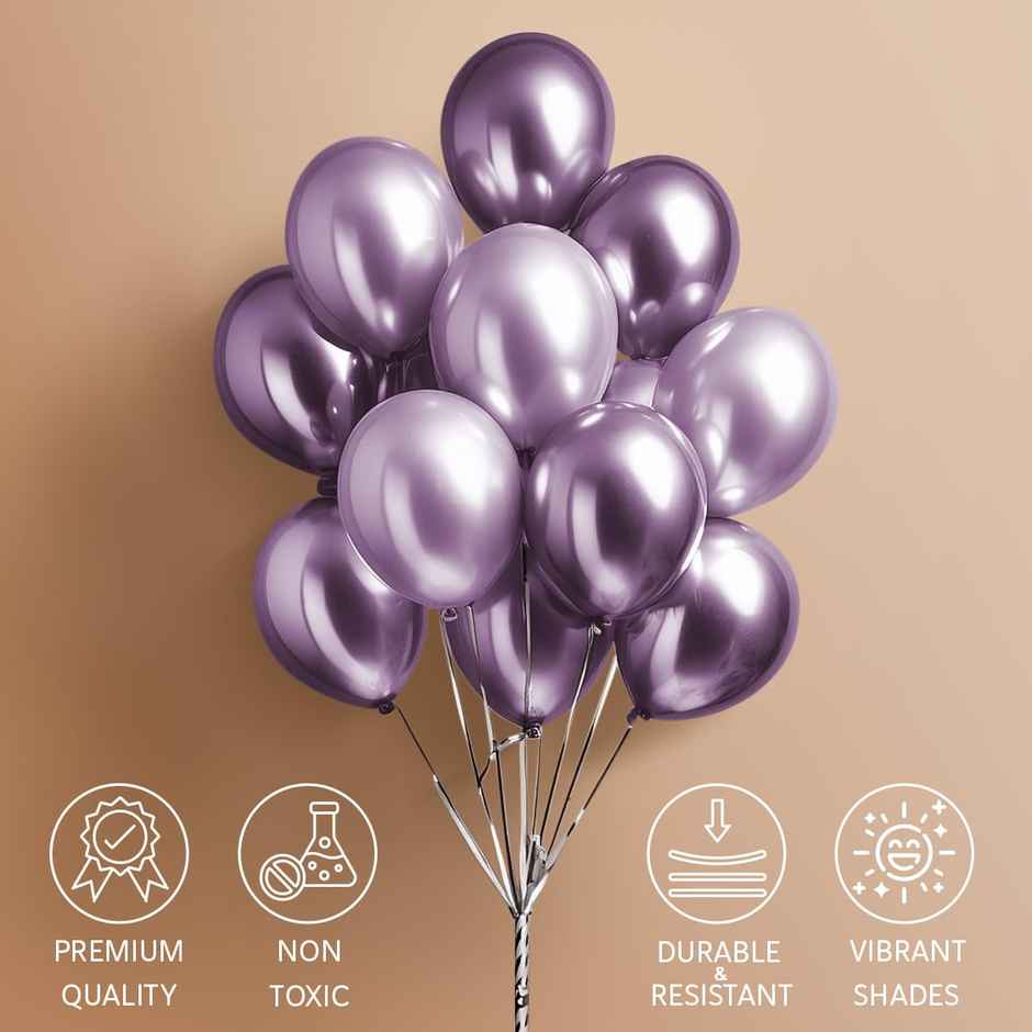 Just Party Lavender Chrome Metallic Balloons Pack Of 25 For Birthday Party Decoration