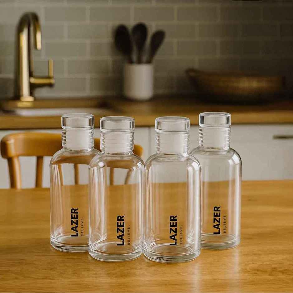 Lazer Pure Borosilicate Glass Water Bottle | BPA-Free | Leak-Proof Durable - 300 ml