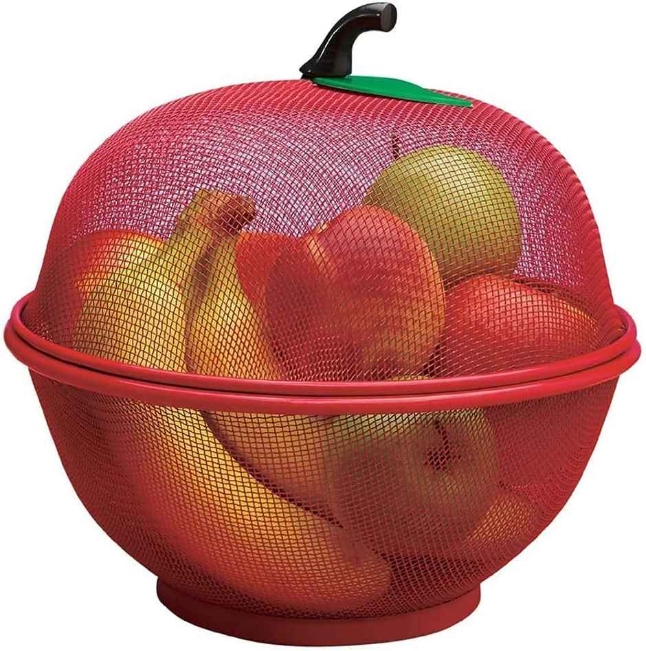 Capsicum Fruits & Vegetables Basket for Kitchen With Net Cover | Apple Shaped | Assorted colour