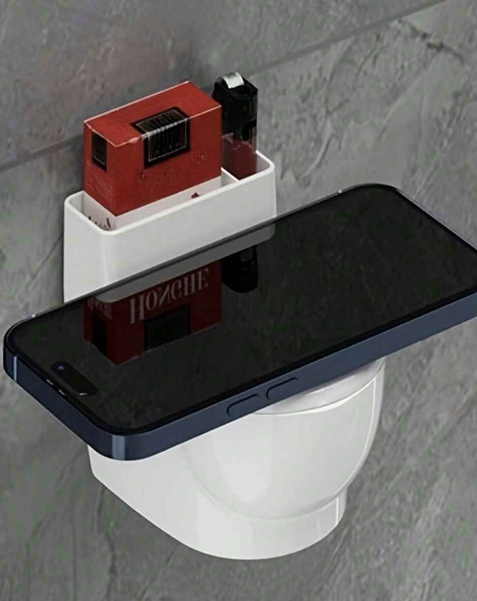 Desidiya Ceramic Black Toilet Ashtray, Stylish Cigarette Holder For Bathroom