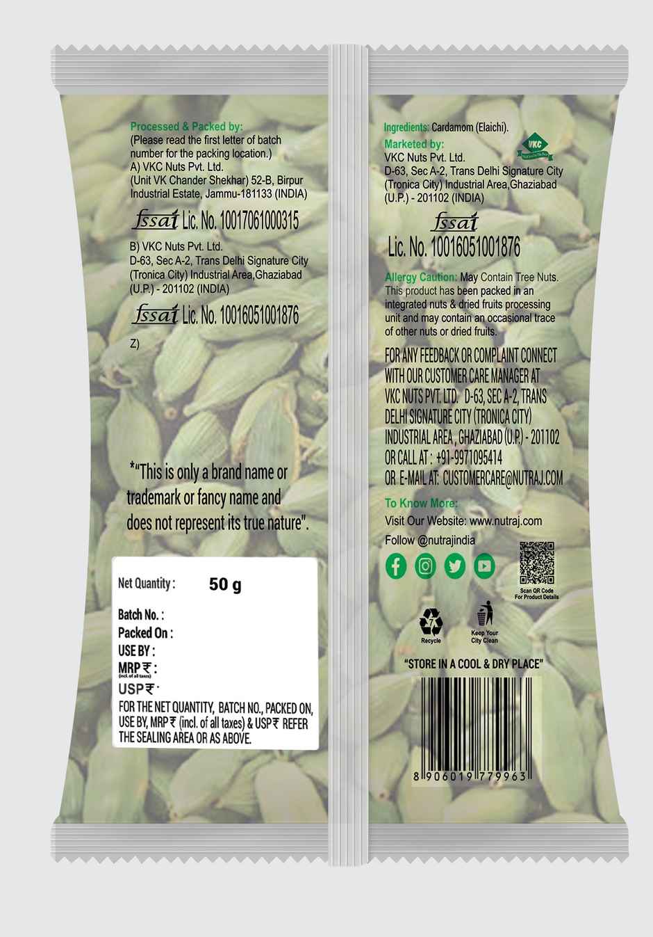 Nutraj Classic Green Cardamom | Elaichi | Pouch