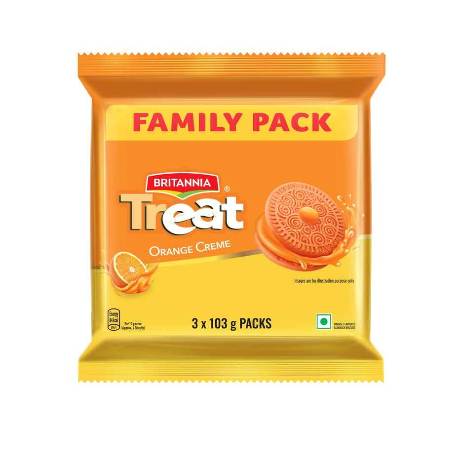 Britannia Treat Orange Creme Sandwich Biscuits | Trans Fat-free