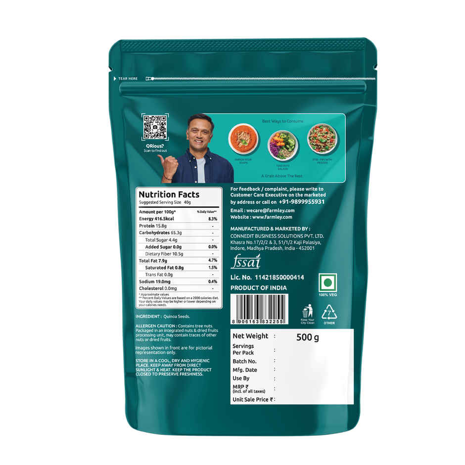 Farmley Natural Quinoa | Diet Food | Gluten Free | High Protein | Ready To Cook Quinoa