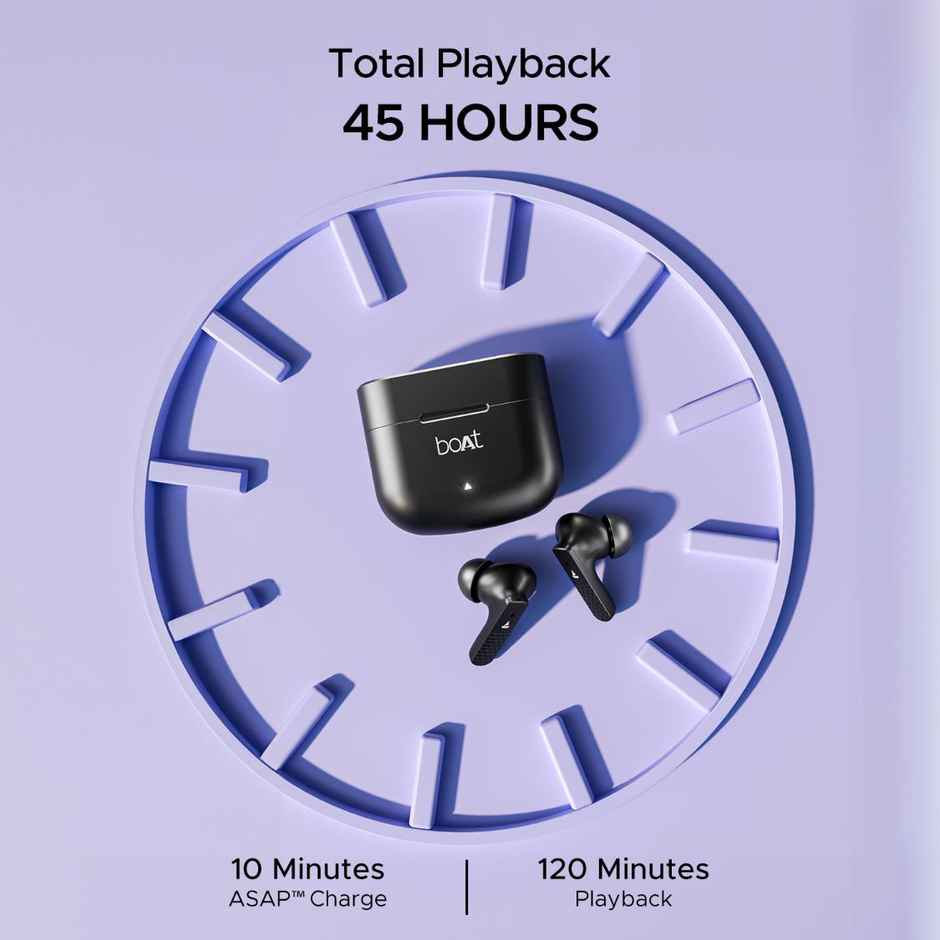 boAt Airdopes Primo in Ear TWS Earbuds with 45 Hours Playback, Fast Charge, Beast Mode, Dual Mics Enx, IPX Bluetooth Earbuds - Active Black