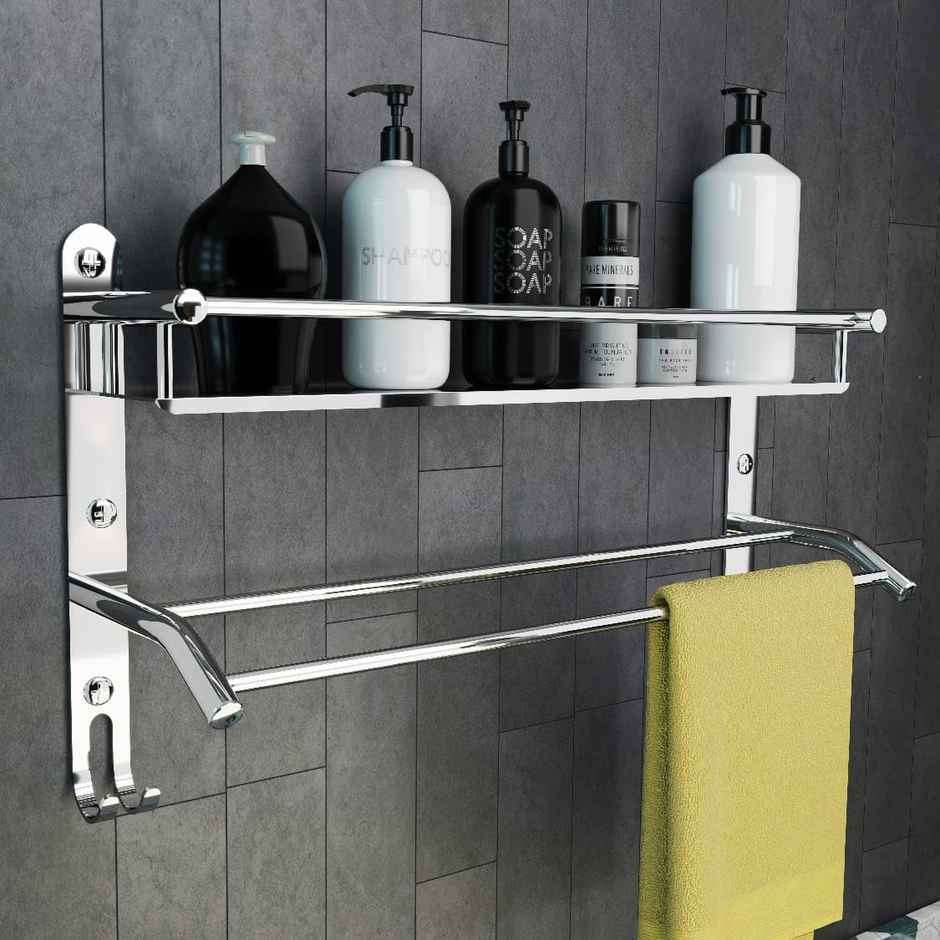 Lifelong Stainless Steel Wall Mounted Bathroom Shelf For Storage-Single Layer Cabinet Towel Holder
