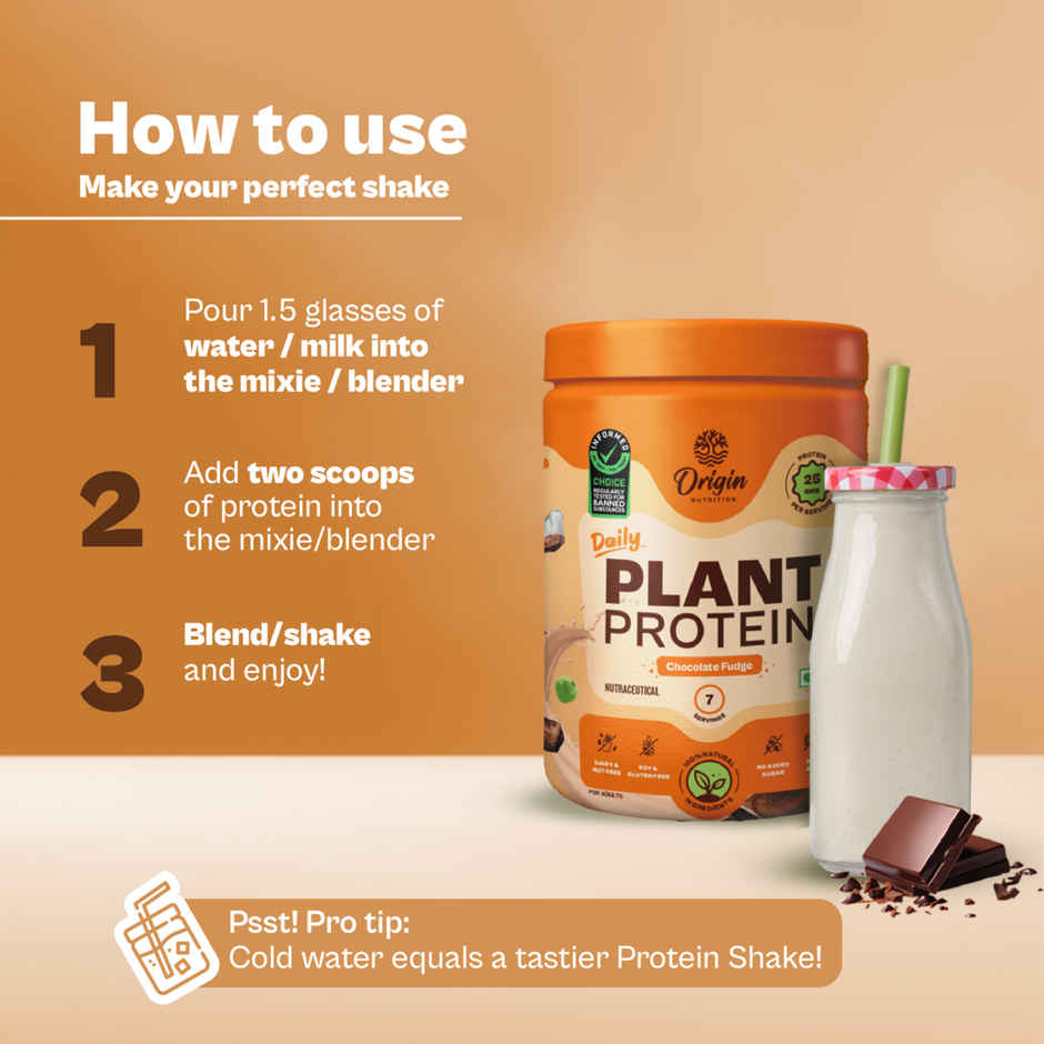 Origin Nutrition Daily Plant Protein Chocolate Flavour- 7 Servings