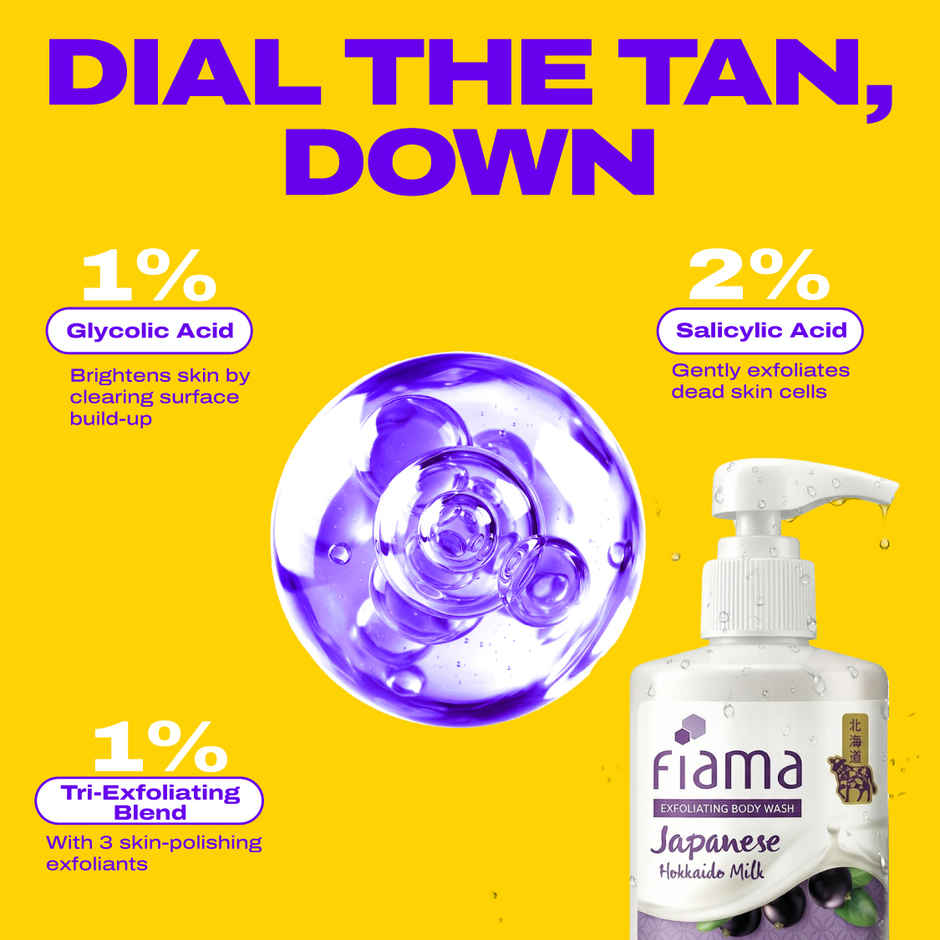 Fiama Exfoliating Body Wash 4% De-Tanning Serum,Target Dead Skin,Punchy Grapefruit Fragrance