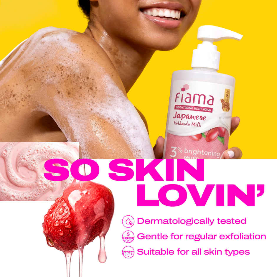 Fiama Even Tone Body Wash 3% Brightening Serum,Target Dullness,Raspberry Smoothie Fragrance