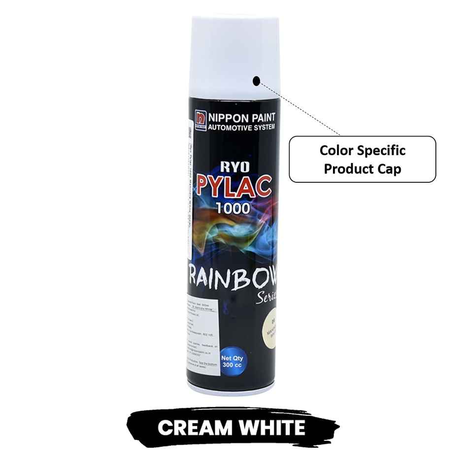 Nippon Paint Pylac Acrylic Multi-Purpose Spray Paint Cream White Color for Car, Bike, Home