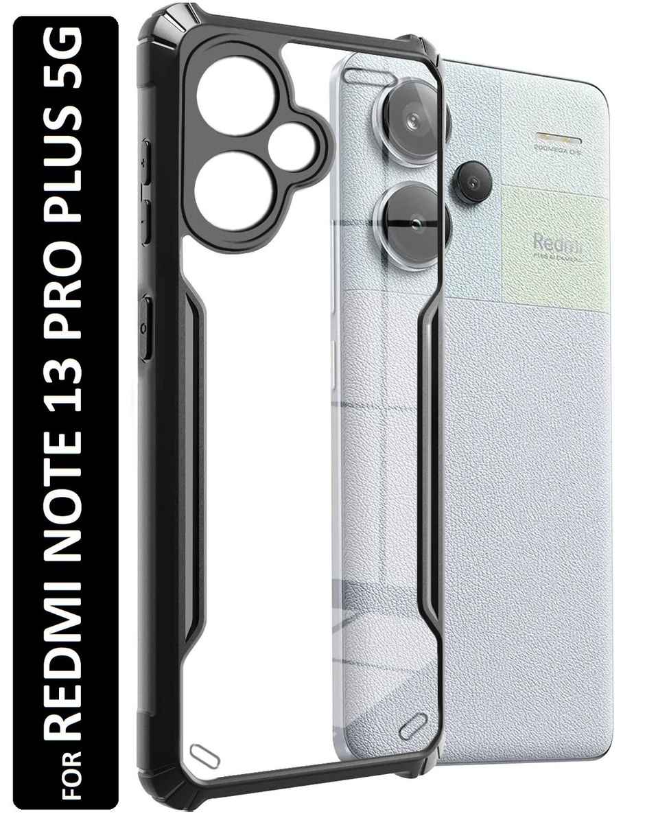 Kwine Case Redmi Note 13 Pro Plus Back Cover - Black Bordered Transparent Case