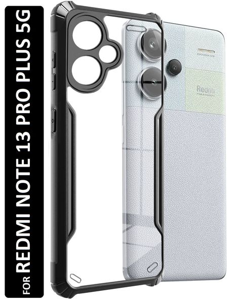 Kwine Case Redmi Note 13 Pro Plus Back Cover - Black Bordered Transparent Case