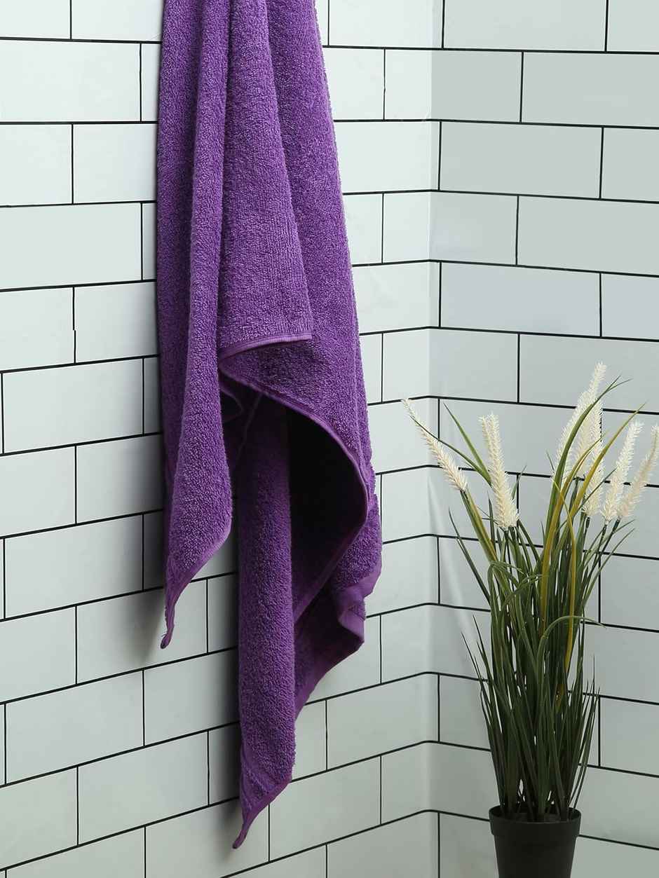 Welspun Solid Deep Lavender 100% Cotton Quick Absorbent Bath Towel For Men And Women