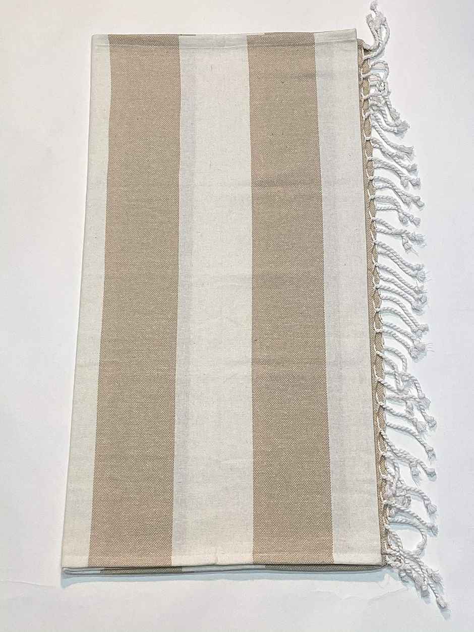 Lushomes Hammam Fouta Towel - Bath | Fringes | Biscuit | 76 x 152 cm