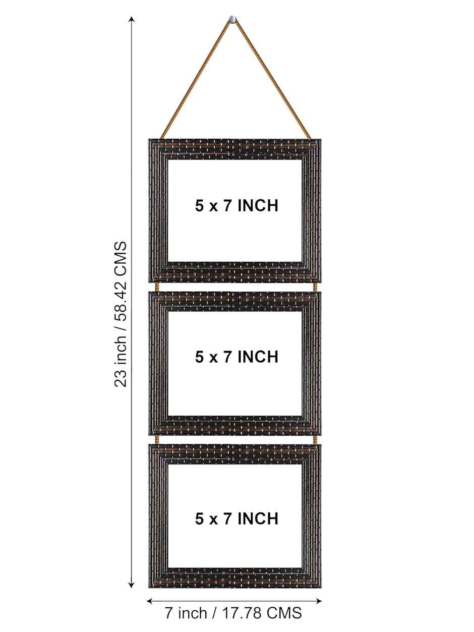 Indianara 3 in 1 Hanging Photo Frame with Plexiglass - Three slots for 3 Photos of 5 x 7 each GBNN