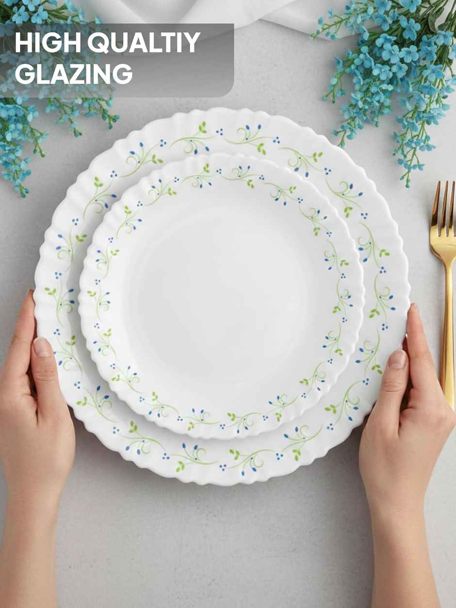 Cello Opalware Dazzle Series Tropical Lagoon Dinner Set | | Set Of 13, White