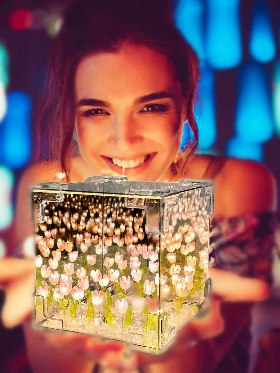 Hashwow Tulip Glow Cube Lamp LED Night Light for Decor, Festivals | Battery | Assembly Required