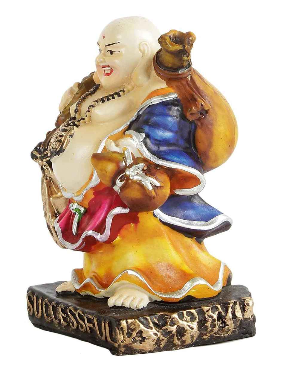 Tied Ribbons Laughing Buddha Statue Figurine Showpiece (18 Cm)