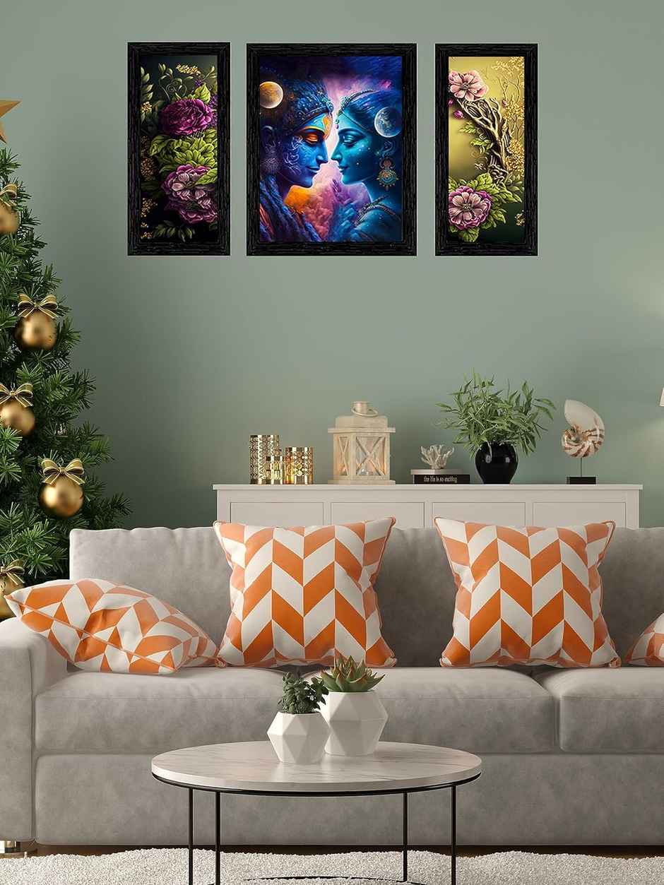 Indianara Set of 3 Radha Krishna Framed Art Painting | 10321