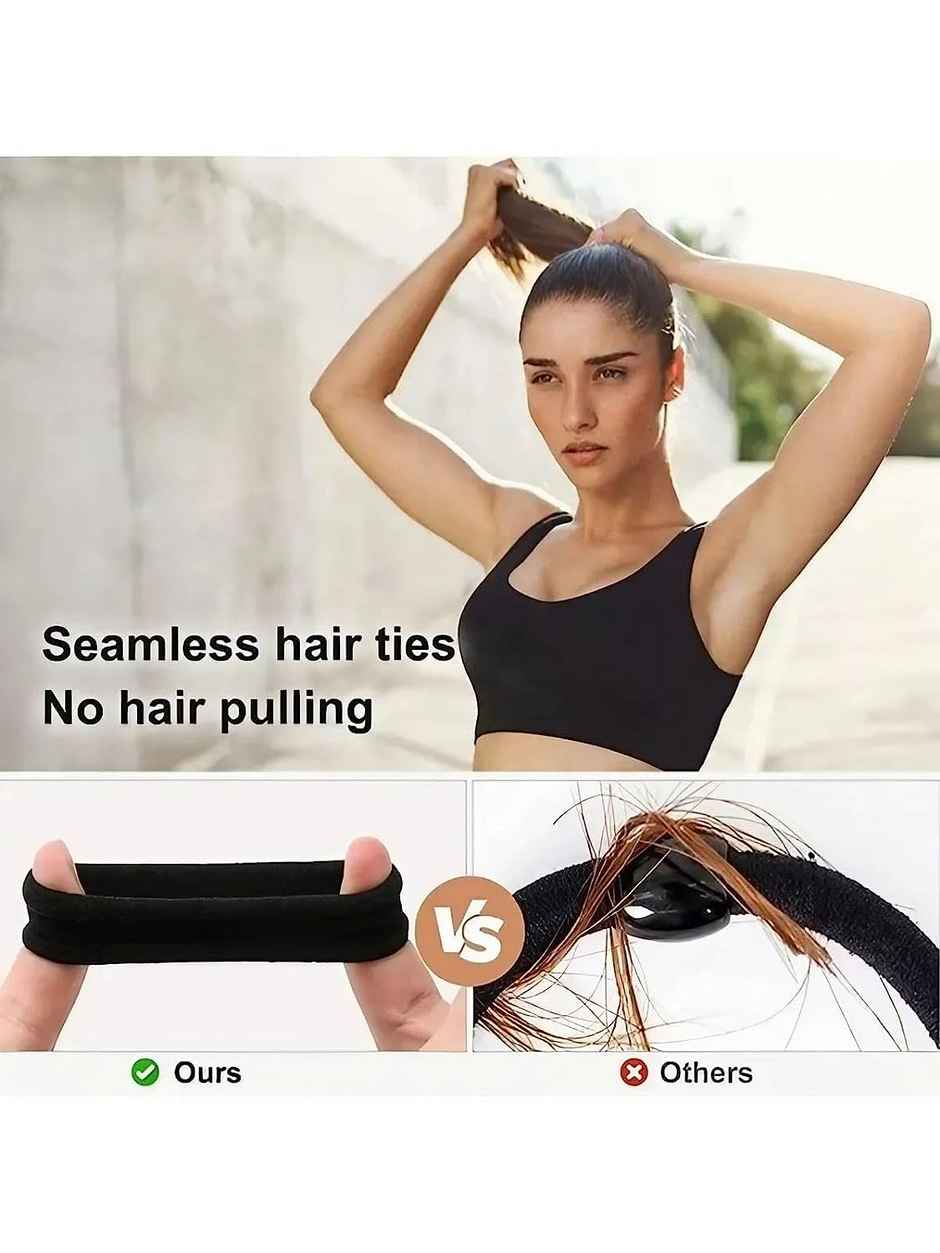 Bronson Professional Hair Rubber Bands Ponytail Holder With Storage Box (Pack Of 20 Black)