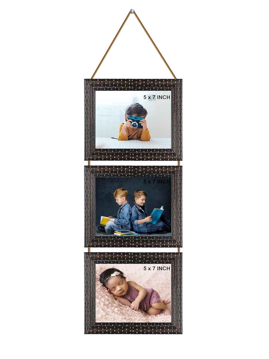 Indianara 3 in 1 Hanging Photo Frame with Plexiglass - Three slots for 3 Photos of 5 x 7 each GBNN