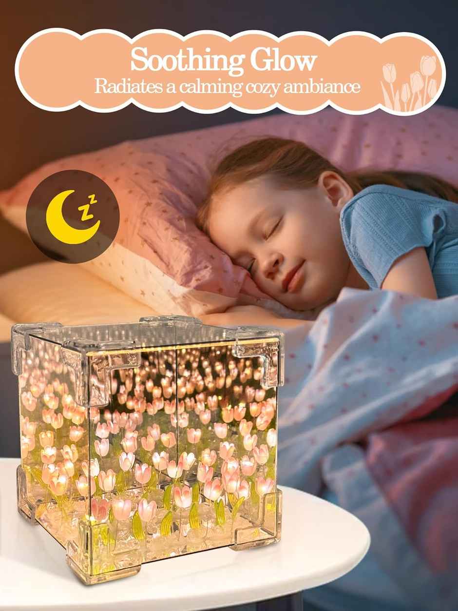 Hashwow Tulip Glow Cube Lamp LED Night Light for Bedroom, Living Room, Festivals | Battery-Powered