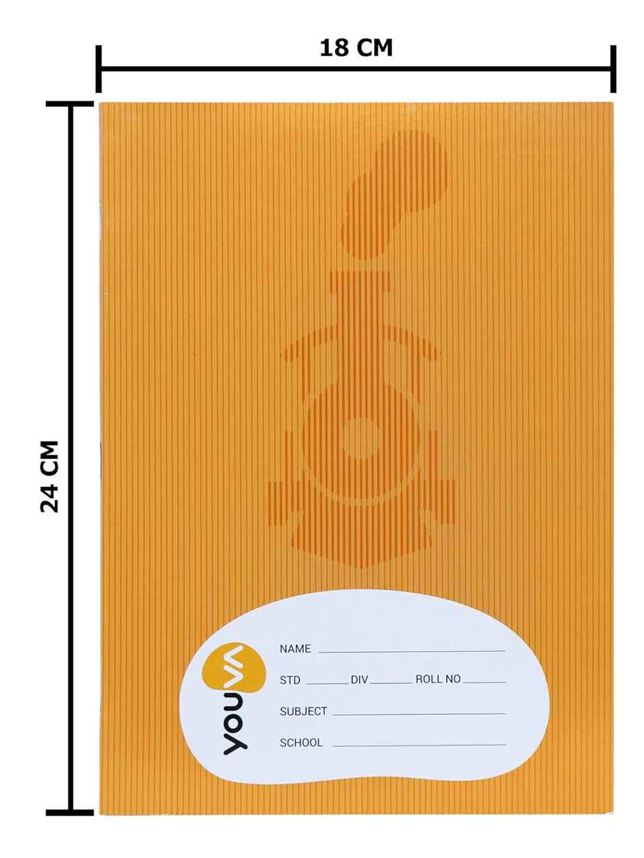 Navneet Youva | Brown Cover Double Line Soft Bound Notebook (18 cm x 24 cm, 172 Pages, Assorted)