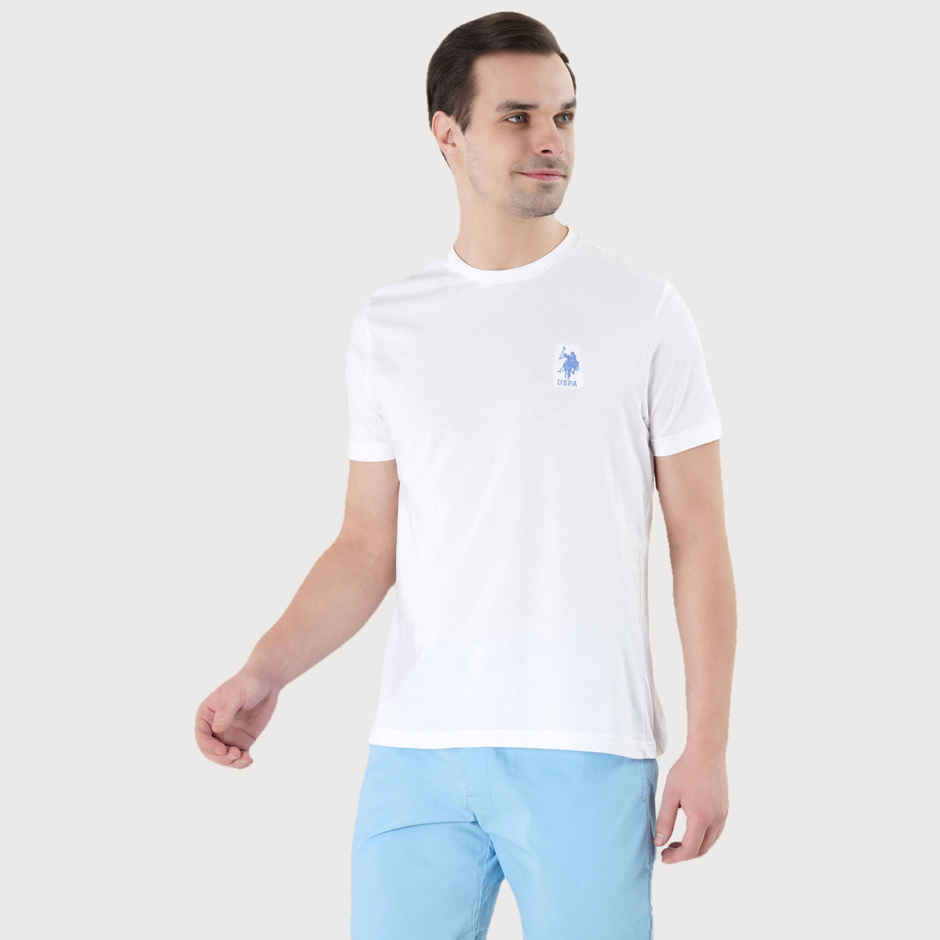 U.S. Polo Assn. Men's Crew Neck Embroidered Logo Lounge T-Shirt | White - L