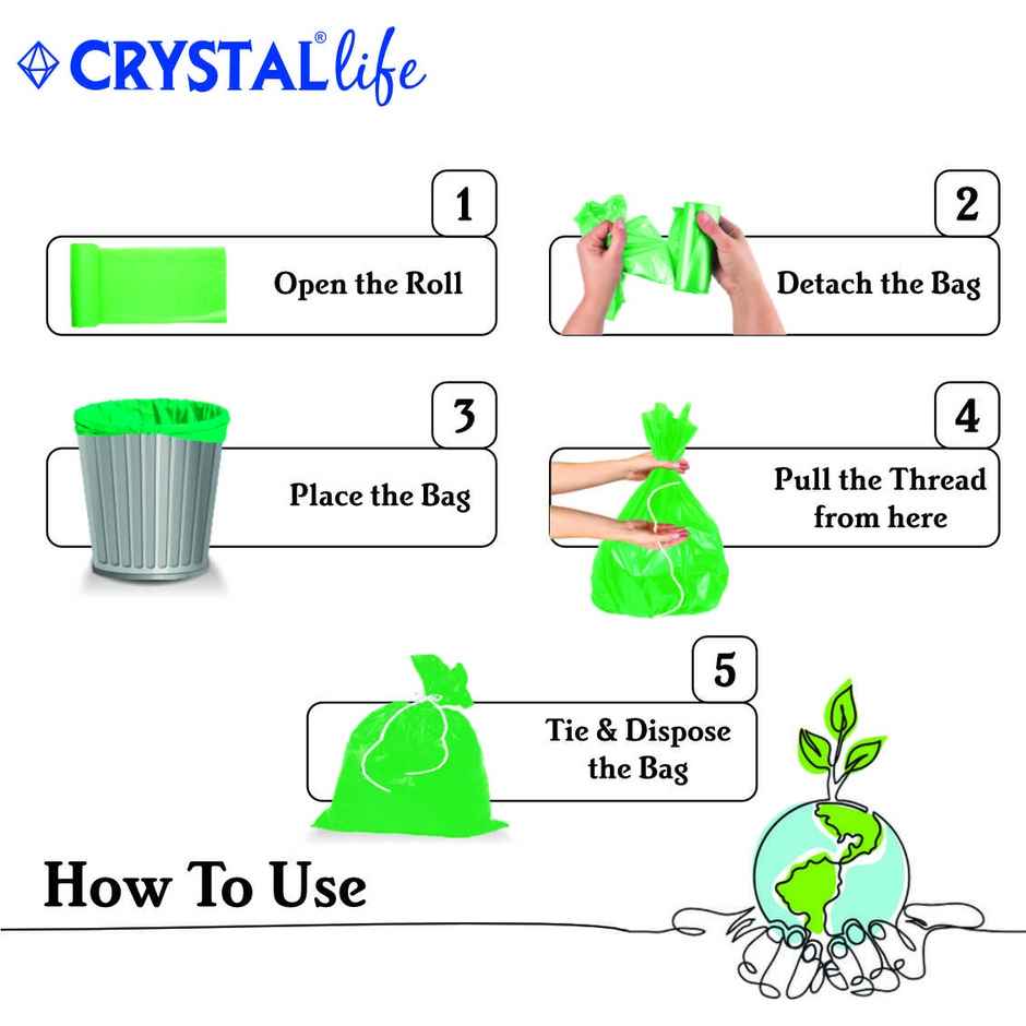Crystal Life Premium Garbage Bag Medium Green