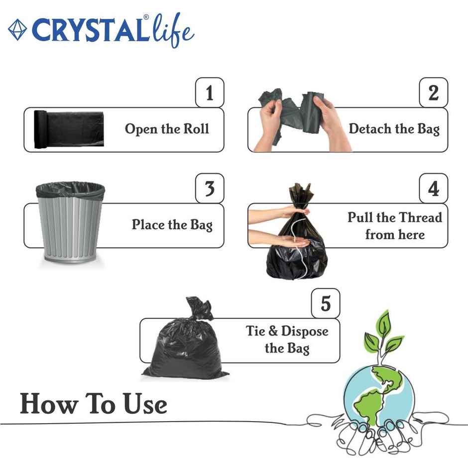 Crystal Life Premium Garbage Bag Medium Black