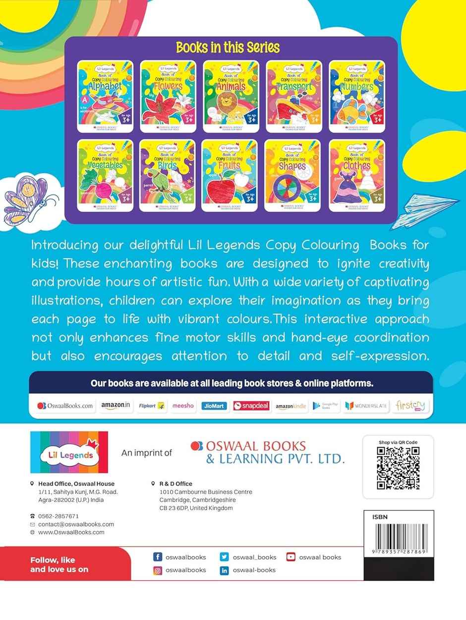 Oswaal Books Lil Legends Book Of Copy Colouring For Kids | Learn About English Alphabet | Age 3 +