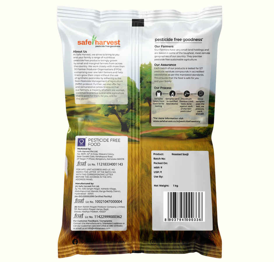 Safe Harvest Pesticide-Free Roasted Sooji
