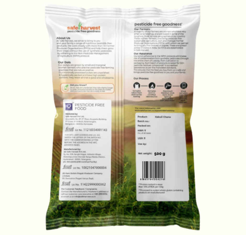 Safe Harvest Pesticide-Free Kabuli Chana | Vegan | Gluten Free