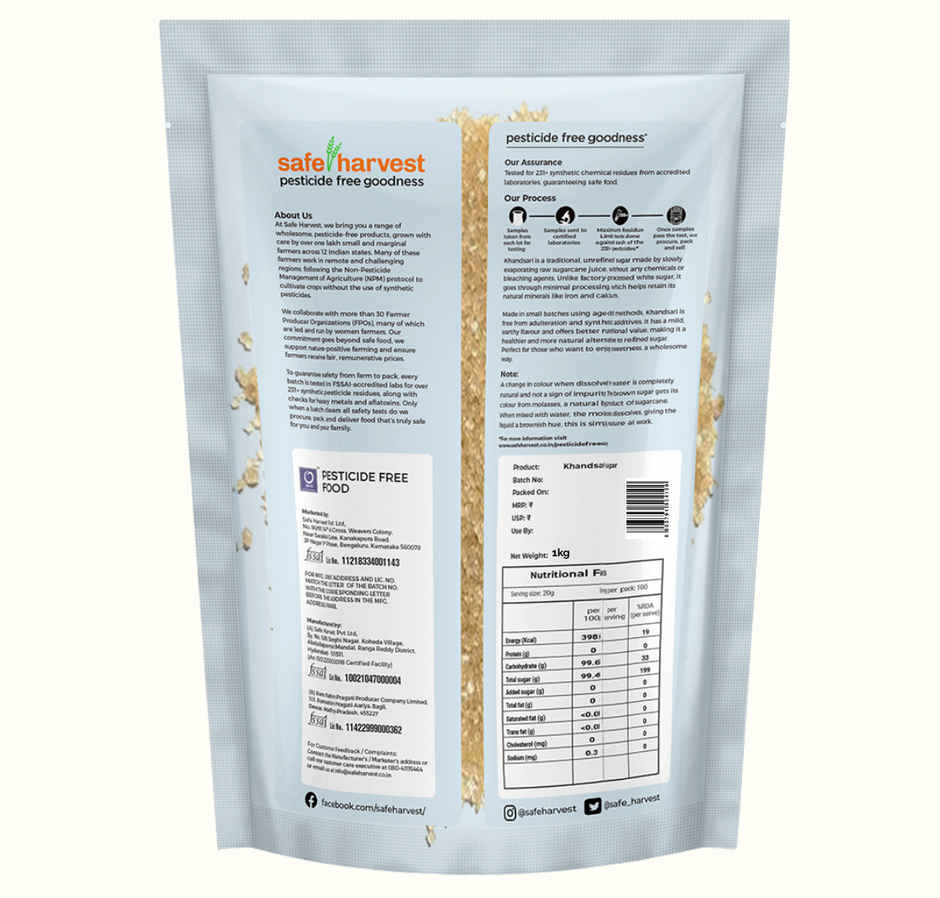 Safe Harvest Pesticide-Free Khandsari Sugar | Artisanal | No Artificial Flavors