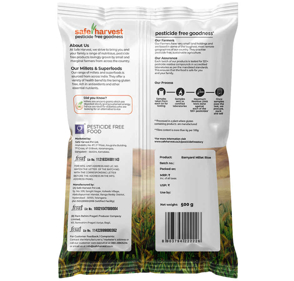 Safe Harvest Pesticide-Free Barnyard Millet / Samak Rice