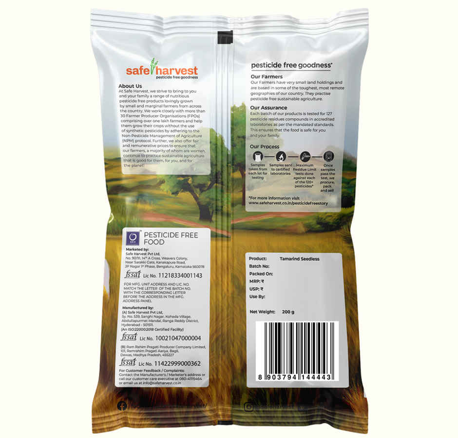 Safe Harvest Pesticide-Free Seedless Tamarind | Seedless Imli | Soft & Delicious