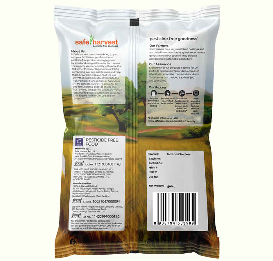 Safe Harvest Pesticide-Free Seedless Tamarind | Seedless Imli | Soft & Delicious