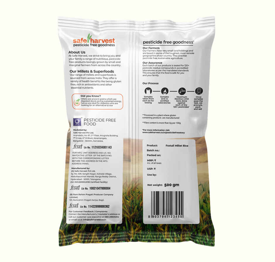 Safe Harvest Pesticide-Free Foxtail Millet Rice